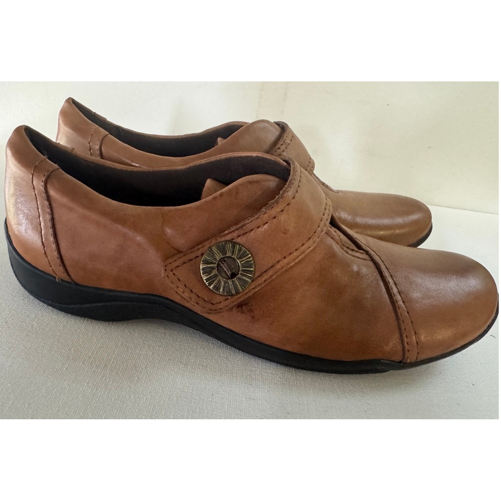 Clarks Artisan Kessa Alcove Womens 10 M Tan Leather Button Loafers 26066521